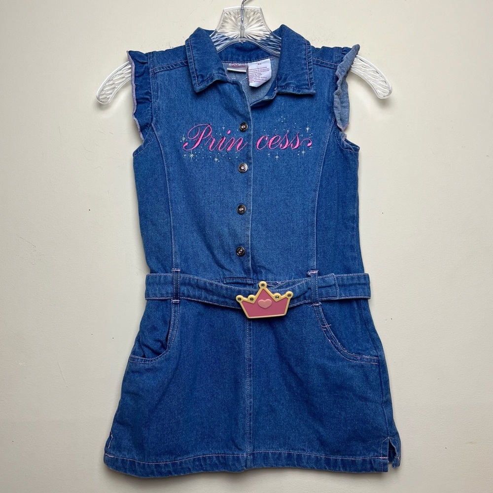VTG Y2K Disney Princess Embroidery Crown‎ Belt   Dress Jeans Belle Cinderella 6X